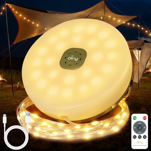 Ollny Camping Lichterkette Aufrollbar 10M Tragbare Wiederaufladbare USB