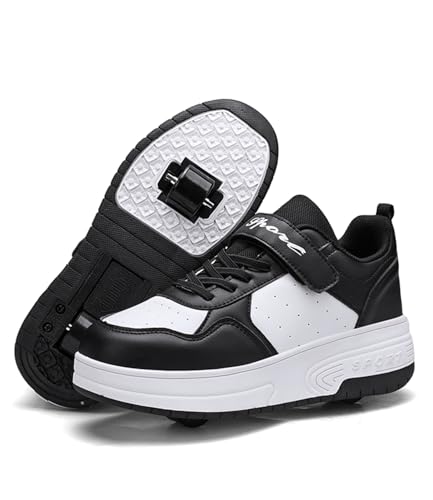 ENEN Schuhe mit Rollen für Jungen & Mädchen, Outdoor Turnschuhe mit Rollen Versenkbarer, Schuhe mit Rollen Kinder, 2-in-1 Roller Schuhe Turnschuhe mit 2 Rollen