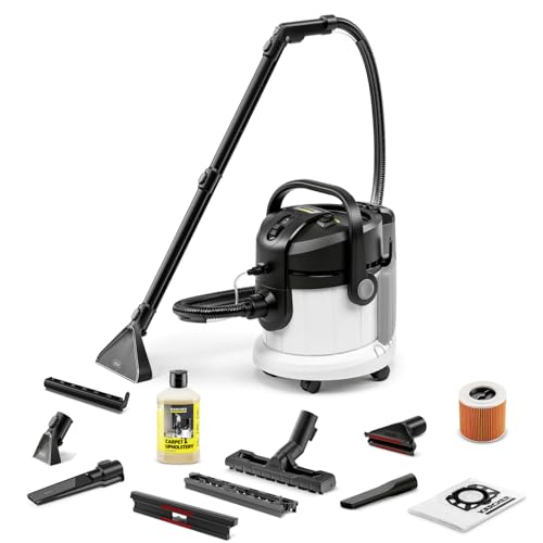 Karcher SE 4 Plus Waschsauger (Hochflexibler 2-in-1 Schlauch) Aktionsradius 8m, 1000 W, Frisch-/Schmutzwassertank 4 l, 1.081-170.0, Weiß