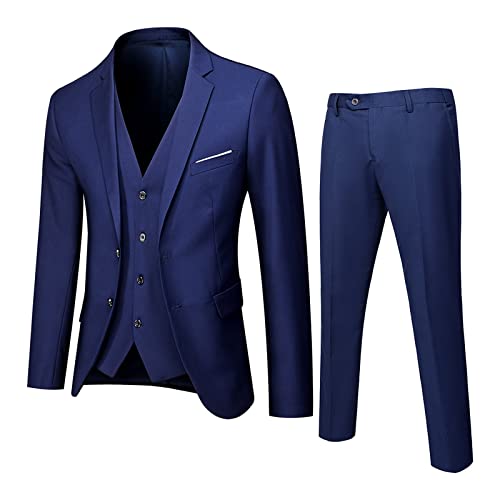 Herren Anzug 3 Teilig Slim Fit Herrenanzug Sakko Weste Hose für Hochzeit Business Regular Fit Anzughose Anzug Weste Smoking für Männer