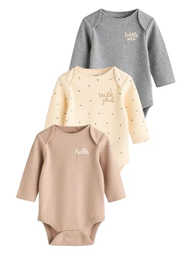 NEXT Baby Baby-Bodysuits aus 100% Baumwolle, 3er-Pack Neutral Milk Club 3 Monate