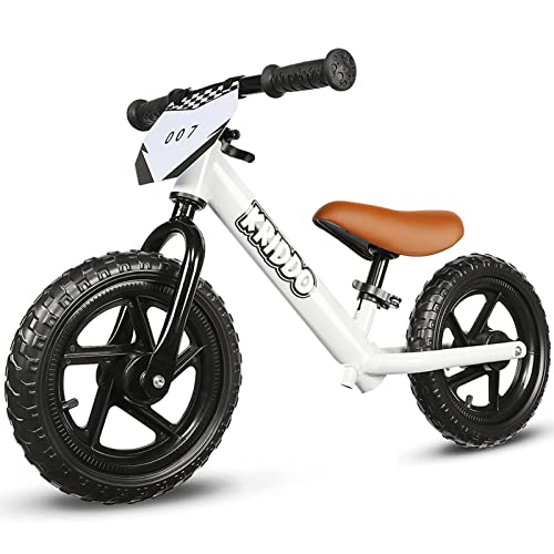 KRIDDO Kinder Laufrad ab 2 Jahren, Lauflernrad Spielzeug für 18 Monate bis 5 Jahre, 12-Zoll mit individualisierbarem Schild, Geschenk Fahrrad Jungs und Mädchen, Baby Balance Bike(2-3 Jahre), Weiß