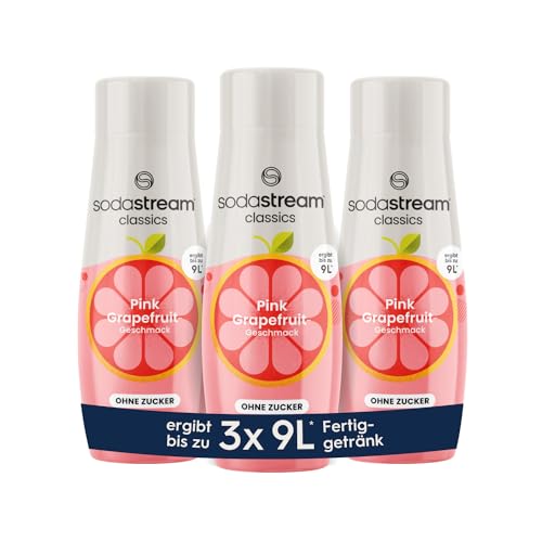 SodaStream Sirup 3x Pink Grapefruit ohne Zucker, 1x Flasche ergibt 9 Liter Fertiggetränk, Sekundenschnell zubereitet und immer frisch