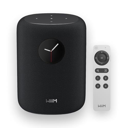 WiiM Sound Smart Speaker mit 1,8″ Touch-Display, Hi-Res 24 Bit/192 kHz, AI RoomFit™ Raumkorrektur, 100W Spitzenleistung, Wi-Fi 6E / Bluetooth 5.3, Multiroom & Stereo-Kopplung, Fernbedienung (Schwarz)
