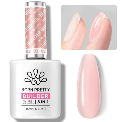 Born Pretty Builder Nail Gel - 8 in 1 Rose Nude Quick Builder Gel für Nägel In a Bottle Aufbaugel für Gelnägel Base Top Coat Poly-Nagelgel Verlängerungsgel Verstärkungsgel Nagelkleber