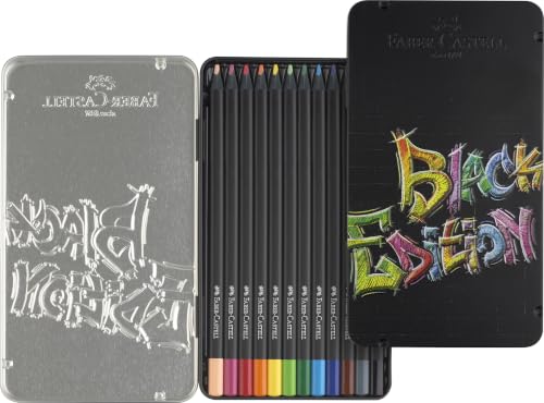 FABER-CASTELL - Buntstifte Set Black Edition 12-teilig im Metalletui