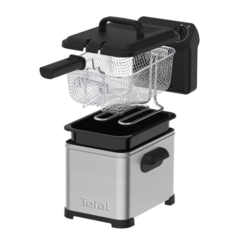 Tefal Family Pro Access 4,0L Fritteuse, 3000 Watt, semiprofessionell mit Öl, herausnehmbarer Ölbehälter, Kühlzonen-Technologie, leichte Reinigung, knusprige Pommes, Edelstahl, schwarz, FR5030