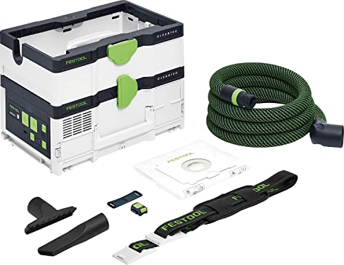 Festool Akku-Absaugmobil CTLC SYS I-Basic – Mobiler Industriesauger mit 2x18V Akkus, Filtersack, Saugschlauch, Fugendüse, Fernbedienung, Staubklasse L – Kompakt und leistungsstark