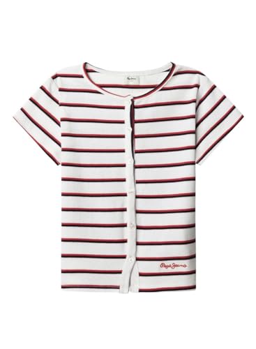 Pepe Jeans Mädchen Angy Stripes T-Shirt, Weiß (Weiß), 12