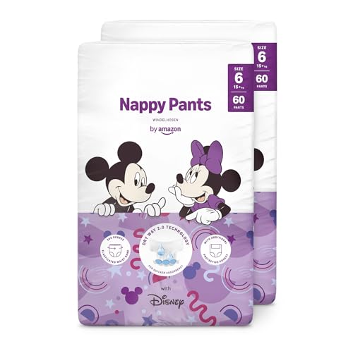 by Amazon Disney Disney-Windelhosen, Größe 5 (12–17 kg), 140 Stück (2 Packungen à 60 Stück), weiß, Monatsvorrat (früher von der Marke Mama Bear, dasselbe Produkt)