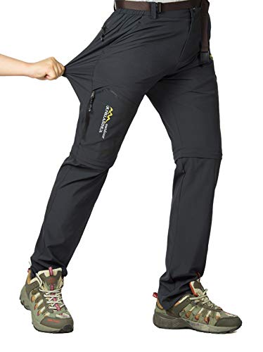 CLOUSPO Outdoor Hose Herren Zwei Teile zerlegbar Sonnenschutz Schnell Trocknend Wanderhose Funktionshose mit Gürtel (DE/NL/SE/PL, Alphanumerisch, L, Regular, Regular, Grau)