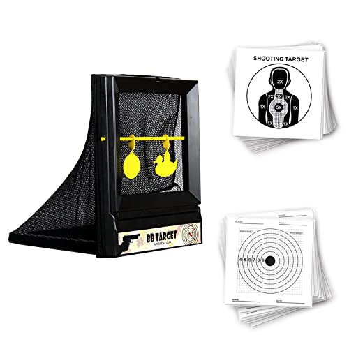 ATFLBOX Softair Ziel Target Kugelfang Zielscheibe inkl. Pendelziel BB Gun Zielfalle Kugelfang mit 50 Papierzielen