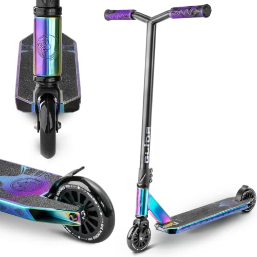 Movino Glide Neochrome Stunt Scooter Profi Roller für Erwachsene & Jugendliche mit ABEC 9 Kugellagern Kickscooter mit 100mm Rad 6061 Aluminium-Deck Gewicht 3,3 kg Tragfähigkeit: 100 kg