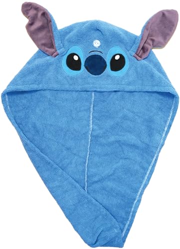 Disney Stitch – Kinder-Haarhandtuch aus ultraweicher Mikrofaser – Schnelltrocknend, schonend für feines Haar – Ideal für Bad & Dusche – Müheloses Trocknen – Offizielles Produkt