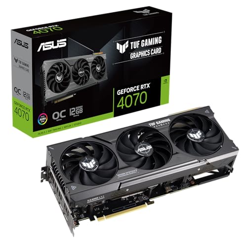 ASUS TUF Gaming GeForce RTX 4070 12GB GDDR6X OC Edition Gaming Grafikkarte (NVIDIA GeForce RTX4070 DLSS 3, PCIe 4.0, 1x HDMI 2.1, 3X DisplayPort 1.4a, TUF-RTX4070-O12G-GAMING)