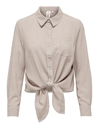 ONLY Damen Onllecey Ls Knot Shirt Noos WVN, Toasted Coconut, M