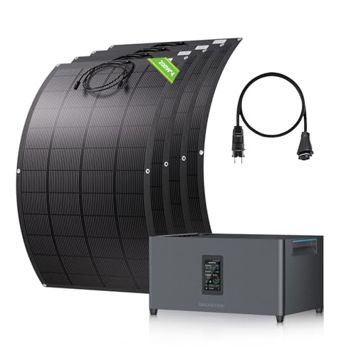 ECO-WORTHY Balkonkraftwerk mit Speicher,2,56kwh Marstek Jupiter C,4×200W Solarpanel Flexibel, 4 MPPTs (PV Max 2400W),Plug&Play Installation, Solaranlage Komplettset für Dach Haus Balkon Garten