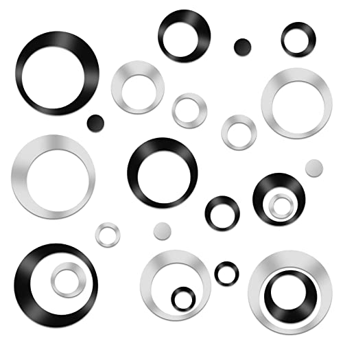 Yolev 24 Stück Runde Spiegel Wandaufkleber - Abnehmbare Acryl Wandsticker für Wohnzimmer, Schlafzimmer - Schwarz Wanddeko Wandtattoo Dekor Wohnkultur