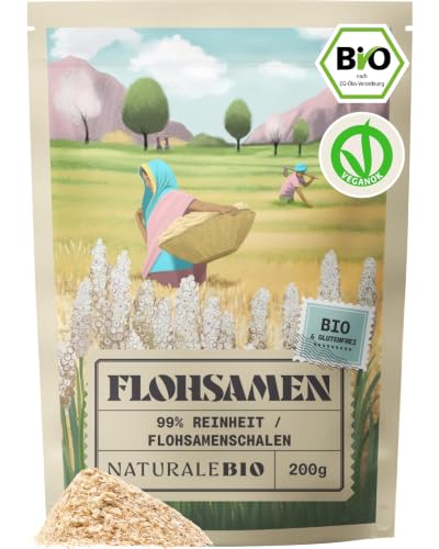 NaturaleBio Bio Flohsamenschalen 99% Reinheit Laborgeprüft Glutenfrei