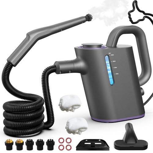 AbleMark Dampfreiniger Handgerät 550ML Tank,15s Schnellaufheizung Tragbarer Dampfreiniger mit 16 Zubehör,1500W Chemiefrei Handdampfreiniger für Küche, Bad, Fugen, Fenster, Auto & Polster