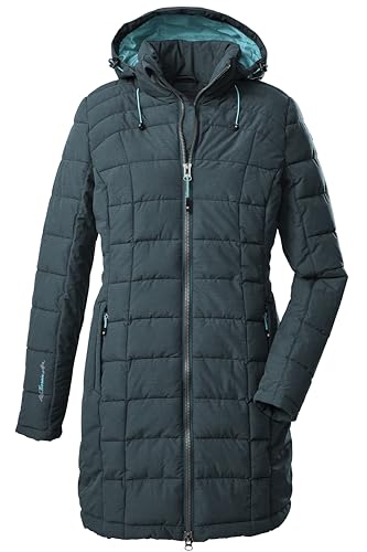 Killtec Damen Skane Wmn Quiltet Prk Parka In Daunenoptik Mit Abzippbarer Kapuze, Blau/Grün, 40 EU