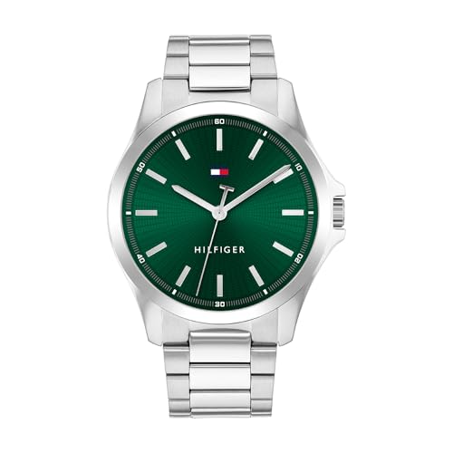 Tommy Hilfiger Uhr mit DREI-Zeiger-Quarzwerk für Herren mit Silbernes Edelstahlarmband - 1710672