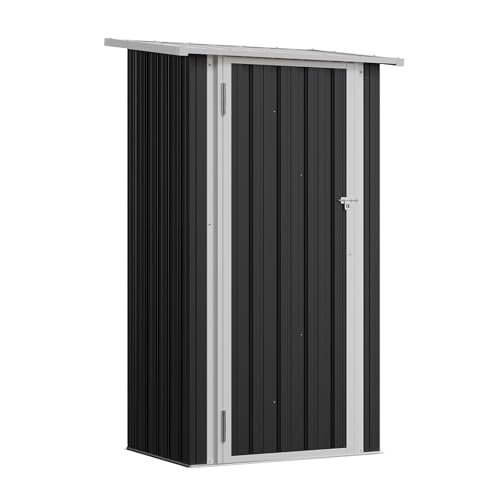 Aoxun Metallschuppen mit abschließbaren Türen, 90 x 50 cm, Metallschuppen für den Außenbereich, Stahl-Werkzeugschuppen für Terrasse, Garten, Hinterhof und Rasen, Schwarz