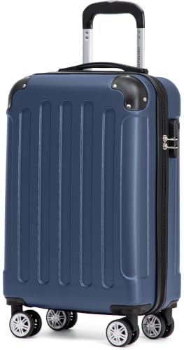 BEIBYE Handgepäck Koffer M 55 cm – Kabinenkoffer aus ABS, leicht, 360° Doppelrollen, Reisekoffer für Kurzreisen, Dunkelblau