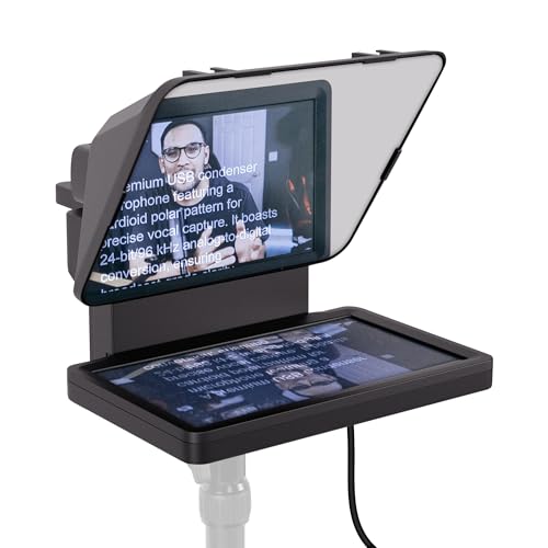 Elgato Prompter – Teleprompter mit integriertem Bildschirm für YouTube, Twitch, Zoom, Teams und mehr, unterstützt DSLR/Webcam/Smartphone, Drag&Drop-Monitoranzeige, funktioniert mit Mac/PC&Stream Deck
