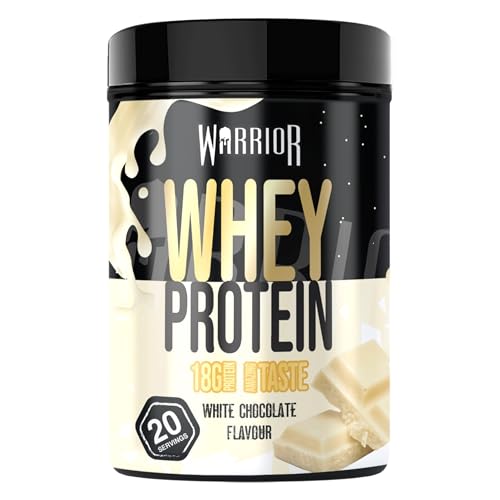 Warrior Whey Proteinpulver 500 g (Weiße Schokolade) – muskelaturaufbau & Regeneration – Protein-Shake mit BCAAs, kohlenhydratarm & lecker – 20 Portionen für Fitness, Training & Sporternährung