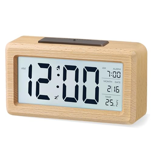 aboveClock Wecker Digital, Nachttisch Holz Wecker mit Sensore Moduls
