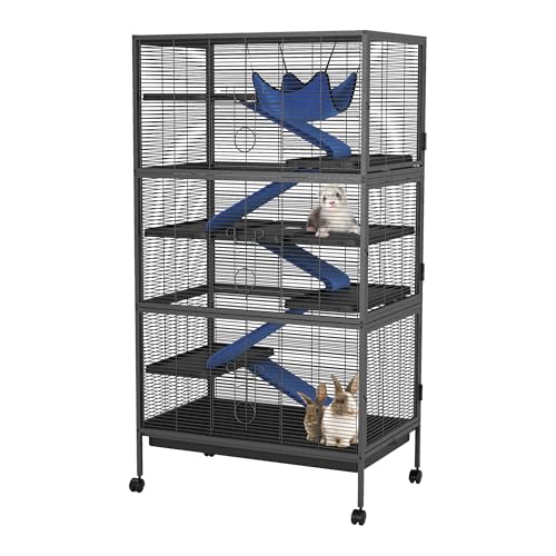 Meerschweinchen Käfig Mit Rollen, Kleintierkäfig Nagerkäfig Groß 149x80x52 cm Mit 6 Etagen, Mehrere Türen & Herausnehmbarem Tablett, Für Kaninchen Frettchen Chinchillas Hamster