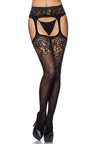 Straps-Stocking - Strumpfhose - Damen - Schwarz - Einheitsgröße S-L