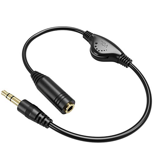 PChero Stereo Audio Verlängerungskabel, 3,5mm Klinkenstecker mit Lautstärkeregelung Kompatibel für Telefon, Laptop, PC, Computer (1Stk. - 30 cm)