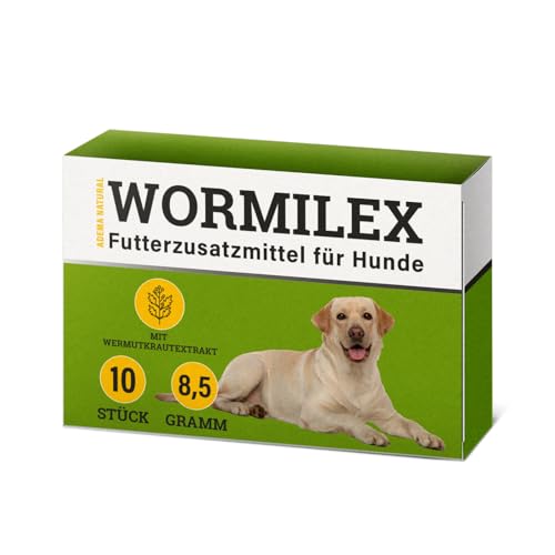 ADEMA NATURAL® Wormilex - Wurmkur sekundierend für Hunde - Wurmmittel sekundierende Tabletten - Pflanzliche Rezeptur ohne Zusätze - Futterzusatzmittel Hund - 10 Stück