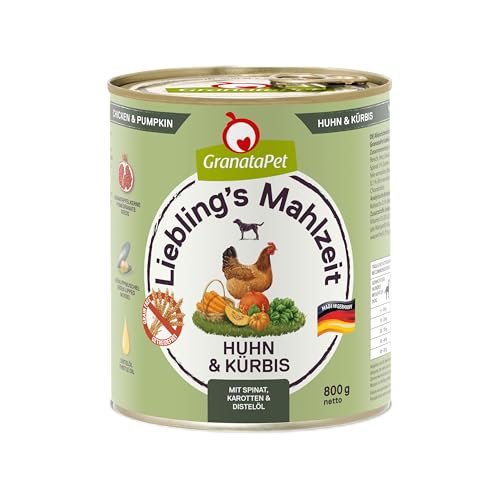 GranataPet Liebling's Mahlzeit Huhn & Kürbis, 6 x 800g, mit Kürbis, Spinat