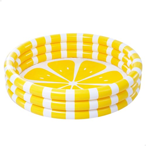 Intex 58432NP - Aufblasbarer Runder Zitronen-Pool, DREI Ringe, Vinyl, Mehrfarbig, 147x33 cm