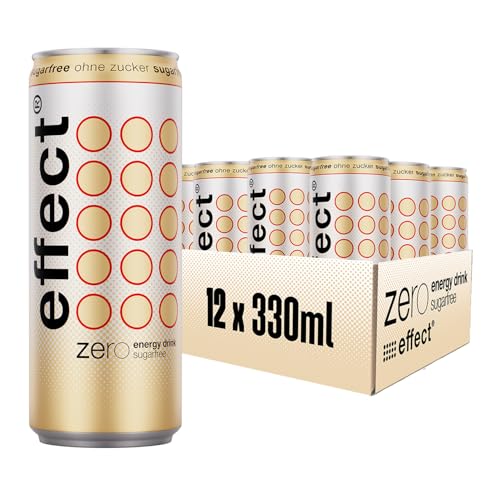 effect Energy Drink ZERO SUGAR – Tray mit 12 x 330 ml Energy Dosen Einweg, Koffeinhaltiges Erfrischungsgetränk ohne Zucker mit B-Vitaminen – einzigartiger & erfrischender Geschmack, vegan