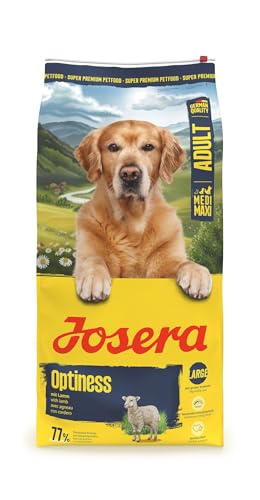 JOSERA Adult Large Optiness Lamm & Reis (1 x 12,5 kg) | Premium Trockenfutter für ausgewachsene Hunde | eiweißreduziert | weizenfrei | wertvolle Fettsäuren | XL-Kroketten gegen Schlingen | 1er Pack