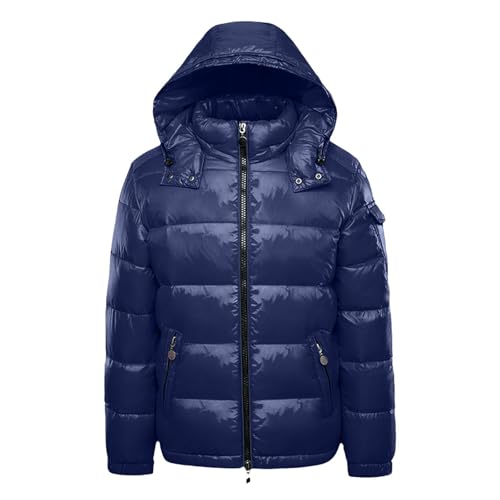 Generisch Daunenjacke Herren Warme Parka Mantel Mit Kapuze Winter Schnee Unten Jacken Metall Glänzende Winterdjacke Langarm Wintermantel Mit Reißverschluss