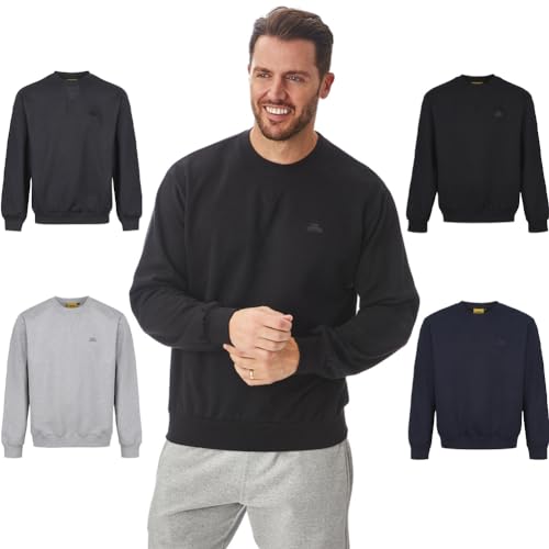 Iron Mountain IMSWT205 Herren-Pullover mit recyceltem Garn, umweltfreundlich, Antipill, flexibel und bequem, Rundhalsausschnitt, weicher Fleece-Top-Pullover, Schwarz, L