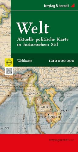 Weltkarte: Aktuelle politische Karte in historischem Stil, 1:20.000.000, gefaltet, freytag & berndt: 137,5 x 96 cm, Weltkarte in antiker Optik (freytag & berndt Auto + Freizeitkarten)