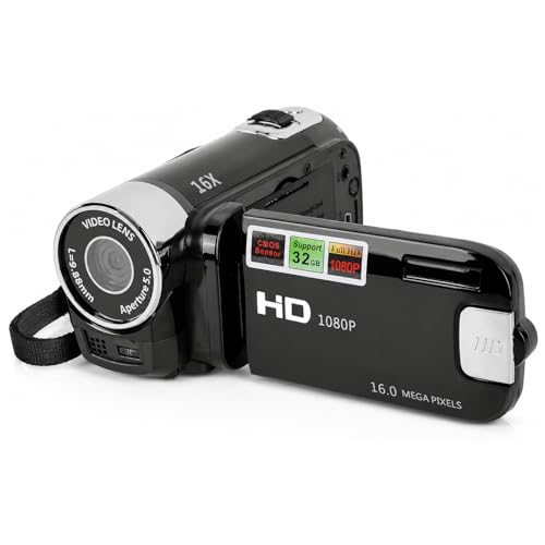 MENDUNER 4K Camcorder Vintage, 48MP Retro Camcorder, DV -Kamera 2.7in TFT Rotatable Bildschirm 16x Digital Zoom Videokamera mit USB -Kabel (Black)