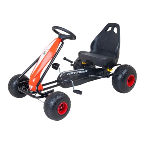 KETTLER Kettcar Turbo | Go-Kart | mit Handbremse & Kunststoffreifen (Rot)