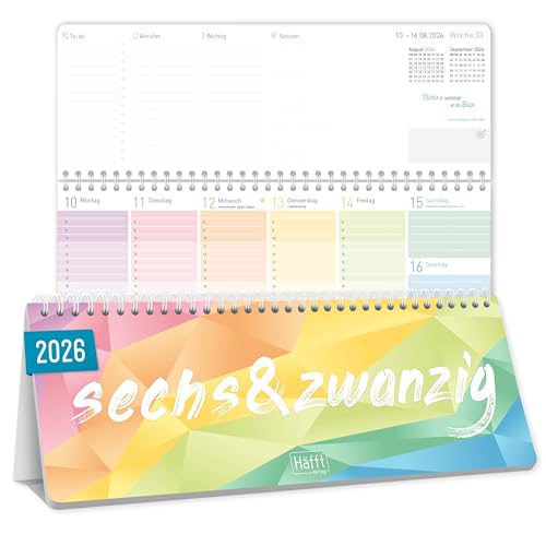 Häfft® Wochen-Tischkalender 2026 quer mit Aufsteller