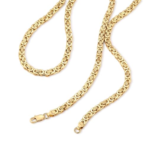 DJADEE Herren Königskette Emprise Gold – 18 Karat (750er) Vergoldet mit 18KGP Stempel – 6mm Edelstahl Halskette Wasserfest & Antiallergisch – Inkl. Geschenkbox 55 cm