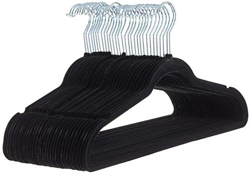 Amazon Basics Samtbügel für Anzüge, 30er-Pack, Schwarz