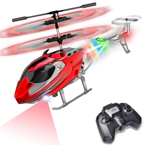 TERRAMUS RC Hubschrauber für Jungen und Erwachsene, 2.4G Ferngesteuerter Hubschrauber mit LED-Licht für Kinder ab 12 Jahren, 3,5 Kanäle, Gyro, Feste Höhe, Start mit Einer Taste, RC-Flugzeuge Geschenk