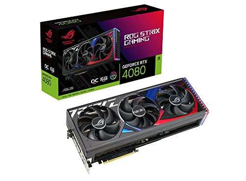 ASUS ROG Strix GeForce RTX 4080 16GB OC Edition GDDR6X Gaming Grafikkarte (DLSS 3, PCIe 4.0, 16GB GDDR6X, 2x HDMI 2.1a, 3x DisplayPort 1.4a, ROG-STRIX-RTX4080-O16G-GAMING)