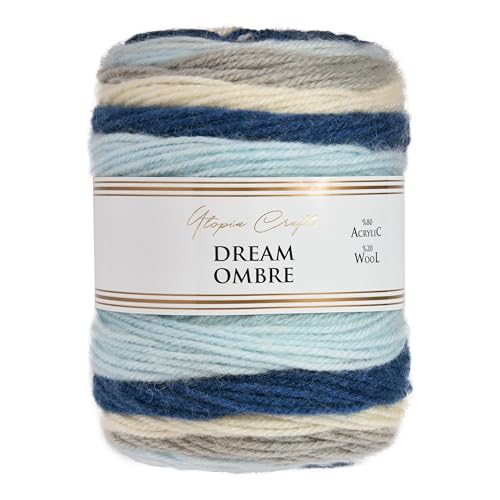 Utopia Crafts Dream Ombre Aran Multicolor Brushed Strickgarn, 150 g (Sky Mix)